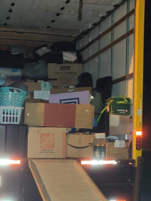 Carefully loaded moving truck